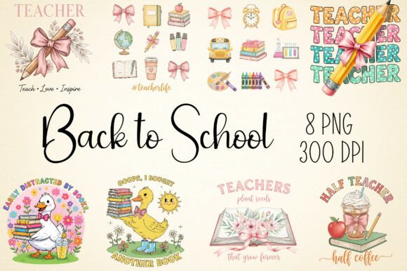 8 Back to School PNG Bundle