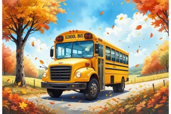 AI Back to School Bus Background: Strategic Use for Visual Planning and Creative Inspiration