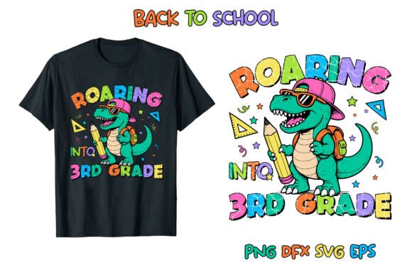 Back to School 3rd T Rex T-Shirt PNG Design