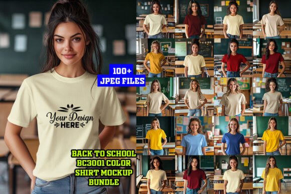 Back to School BC3001 Color Shirt Bundle and Teacher Mockups: A Must-Have for Designers and Educators