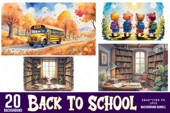 Back to School Scenes Background Bundle: A Versatile Resource for Creative Projects