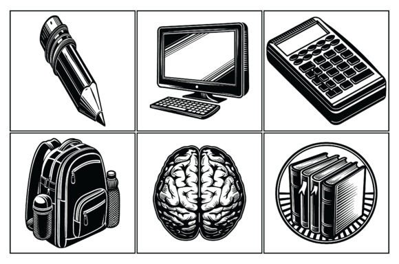 Back to School Study Elements Icon Set: A Versatile Tool for Educational and Creative Projects