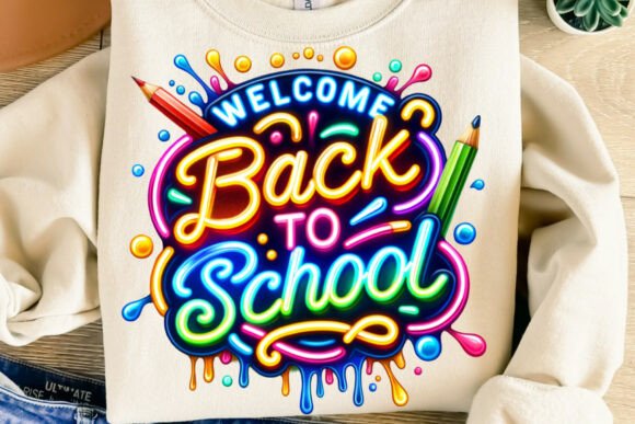 Neon Colorful Welcome Back to School Png